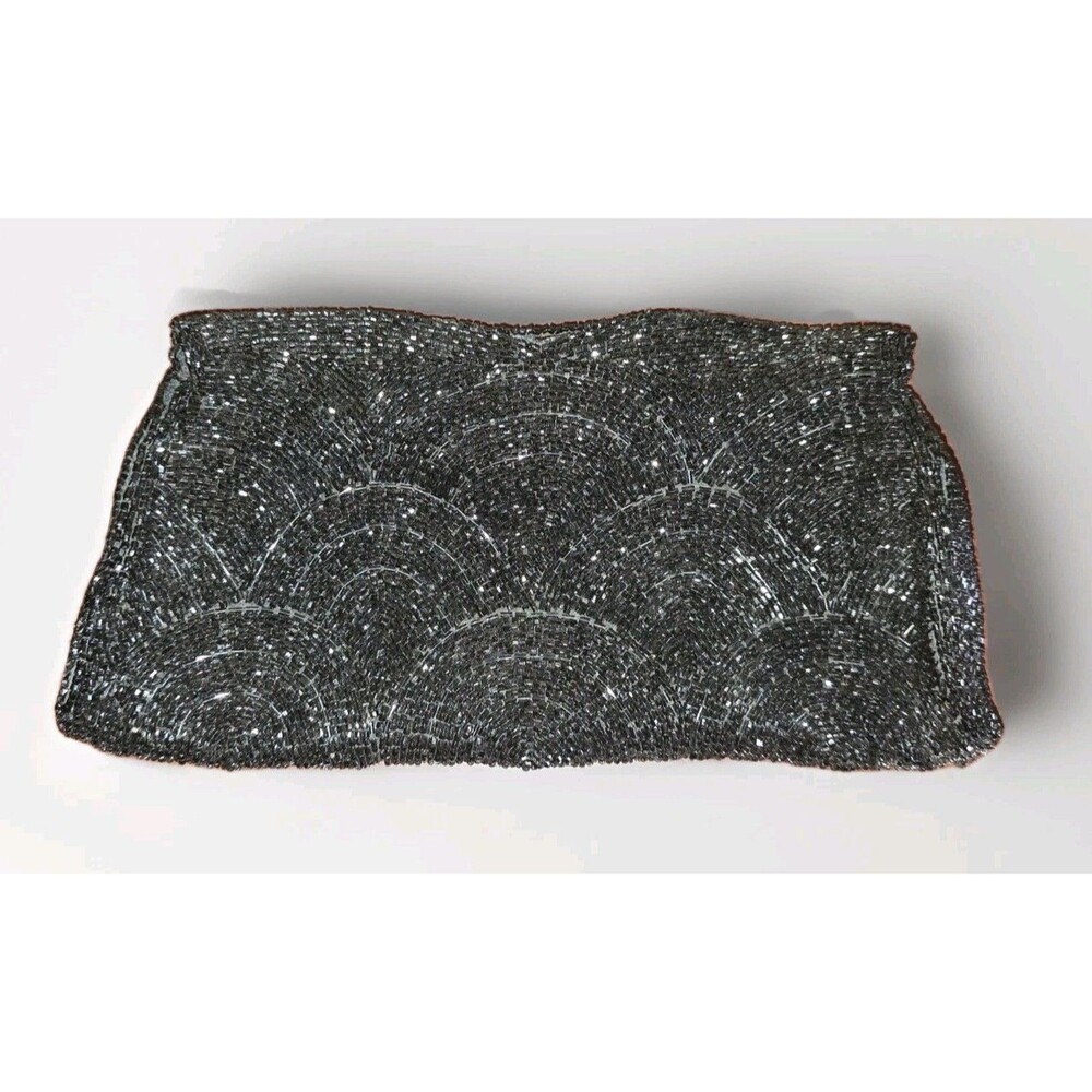 Vintage La Regale Original Clutch Made in Japan With Italian Beads Black YKK Zip
